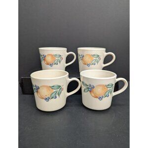 Vintage Corning USA Abundance Fruit Design 6 Oz Coffee/Tea Cup Set of 4
